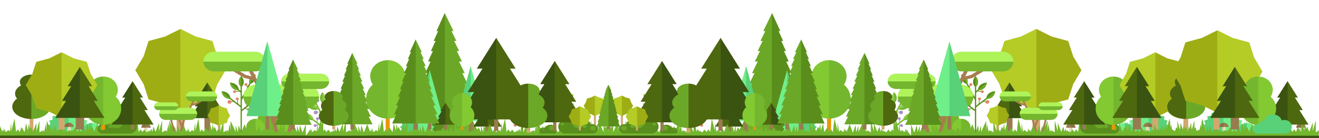 Vektor Illustration bestehend aus unterschiedlichen Baumarten und Büschen